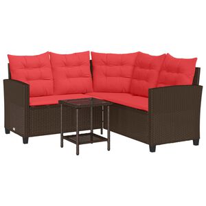 vidaXL Outdoor Sofa Set 2 pcs 5-Seater Brown and Red Poly Rattan
