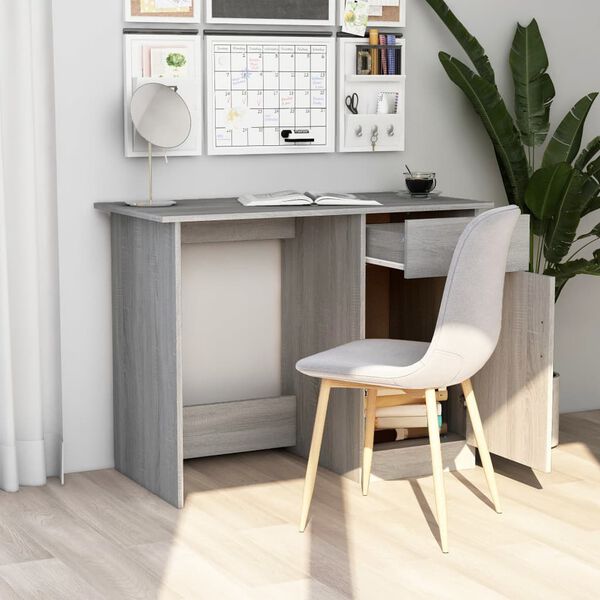 vidaXL Desk Grey Sonoma 100x50x76 cm Engineered Wood