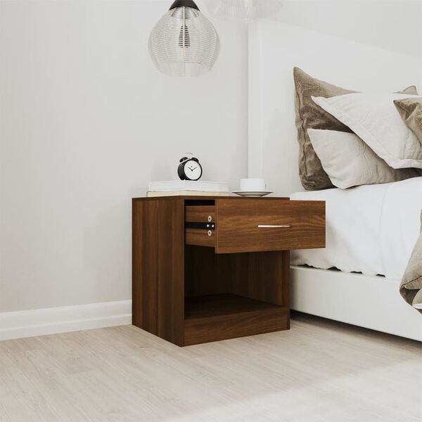 vidaXL Bedside Cabinets 2 pcs with Drawer Brown Oak
