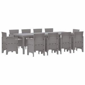 vidaXL Garden Dining Set 11 pcs Light Grey Polypropylene
