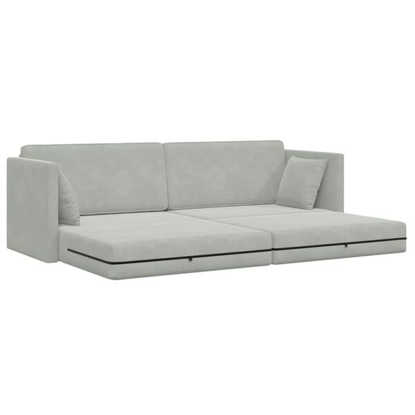 vidaXL Floor Sofa Bed Light Grey 213 x 70 x 77 cm Velvet