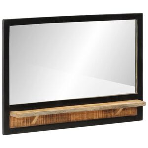 vidaXL Mirror with Shelf 80x8x55 cm Glass and Solid Wood Mango