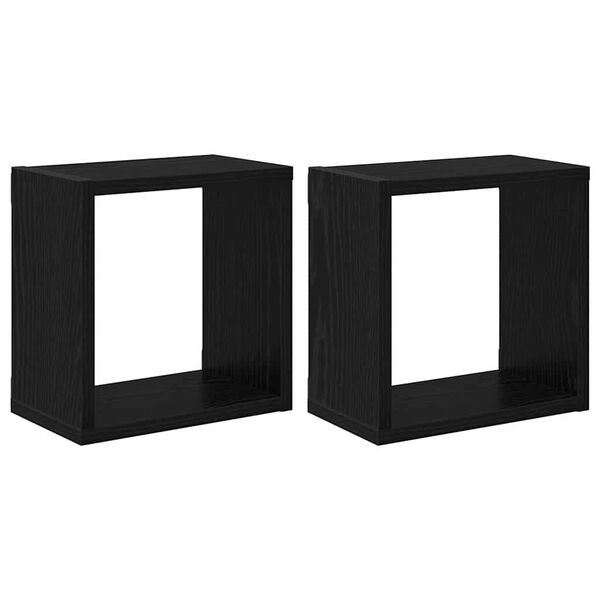 vidaXL Wall Shelves 2 pcs Black Oak 26 x 15 x 26 cm Engineered Wood
