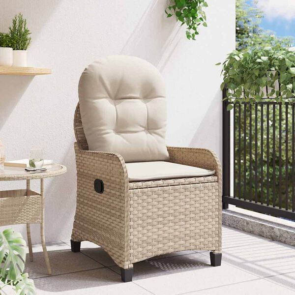 vidaXL Recliner Chair Beige 56 x 66 x 95cm Poly Rattan