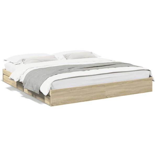 vidaXL Bed Frame with Drawers without Mattress Sonoma Oak 200x200 cm