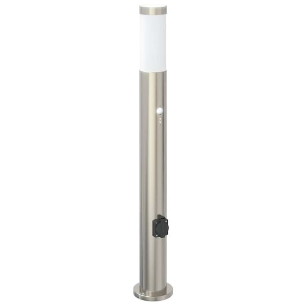 vidaXL Bollard Light with Sensor&Outlet 80 cm Stainless Steel IP44