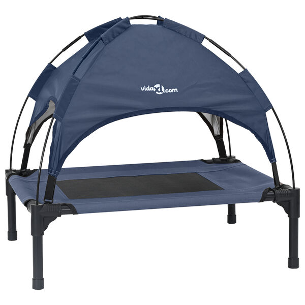 vidaXL Dog Bed Folding Manual Navy Blue 76 x 62 x 70.5 cm Steel