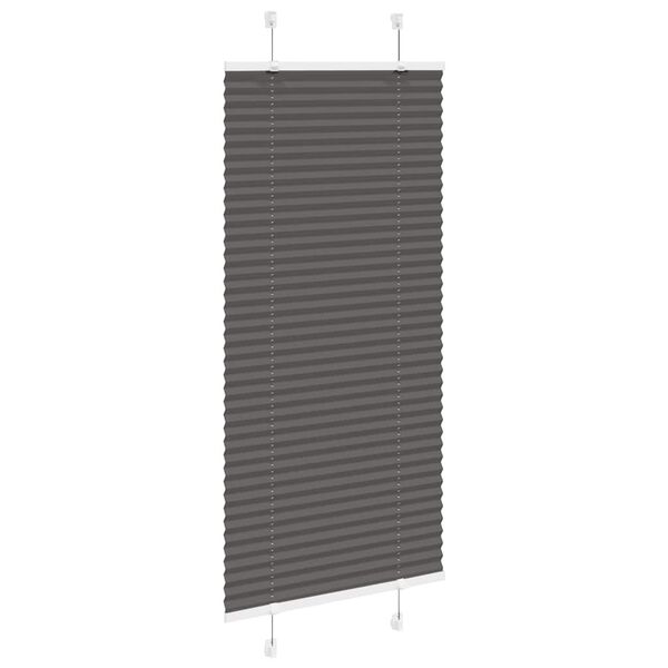vidaXL Pleated Blind Black 55x150 cm Fabric Width 54.4 cm Polyester