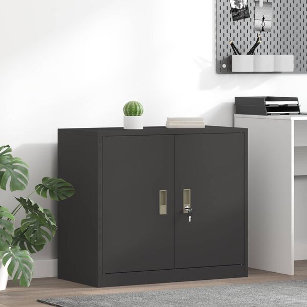 vidaXL Storage Cabinet Black 80 x 40 x 70 cm Steel