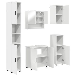 vidaXL Bathroom Furniture Set 5 pcs White Engineered wood & Metal