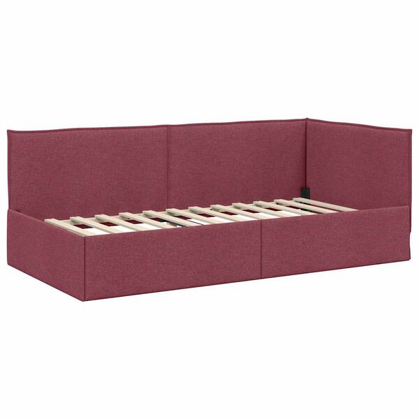 vidaXL Corner Bed Frame with Headboard Wine Red 80 cm x 200 cm Velvet