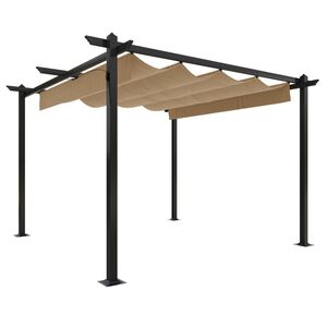 vidaXL Garden Gazebo | Taupe | Powder-coated steel | 3x3 metres | Retractable