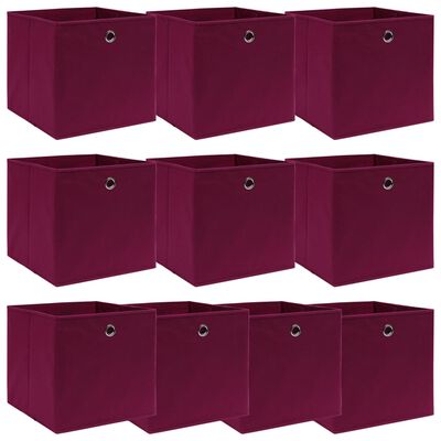 vidaXL Storage Boxes 10 pcs Dark Red 32x32x32 cm Fabric
