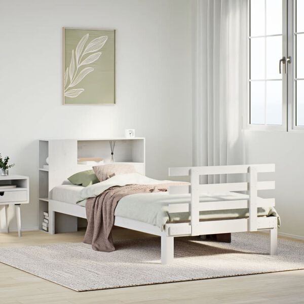 vidaXL Bookcase Bed without Mattress White 100x200cm Solid Wood Pine