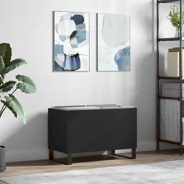 vidaXL Record Cabinet Black 74.5x38x48 cm Engineered Wood