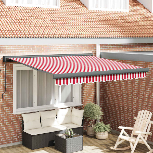 vidaXL Retractable Awning Red and White 300 x 250 cm Fabric and Metal