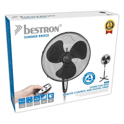 Bestron Stand Fan with Remote Control 45 cm 45 W Black ASV45ZR