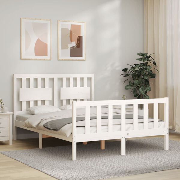 vidaXL Bed Frame without Mattress White 120x200 cm Solid Wood Pine