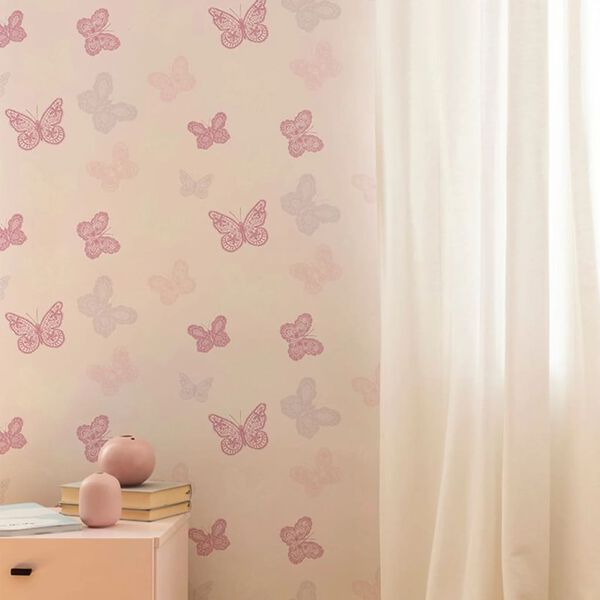 Noordwand Wallpaper Kids @ Home Butterfly Pink