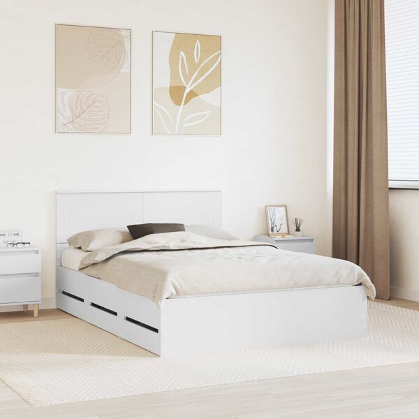 vidaXL Bed Frame with Drawer White 160 x 200 cm Engineer Wood