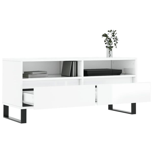 vidaXL TV Cabinet High Gloss White 100x34.5x44.5 cm Engineered Wood