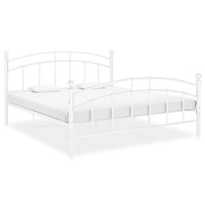 vidaXL Bed Frame without Mattress White Metal 140x200 cm