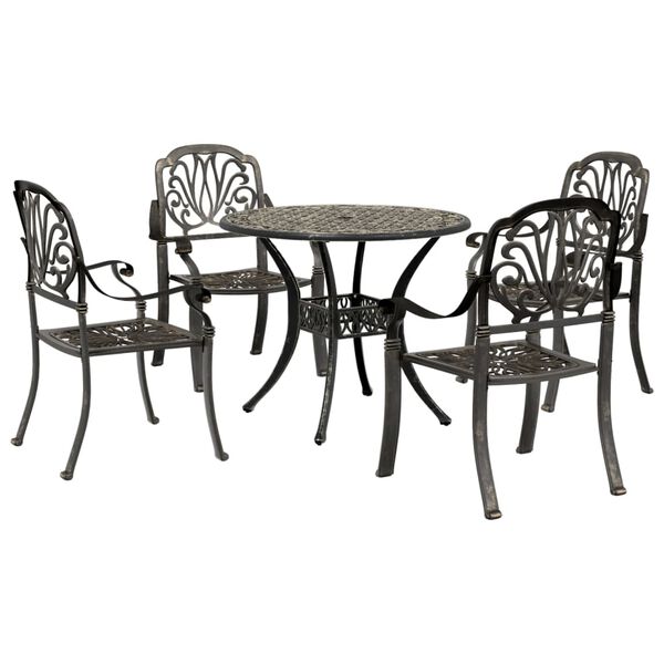 vidaXL 5 Piece Garden Dining Set Bronze Cast Aluminium