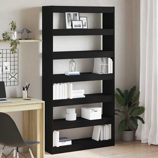 vidaXL Book Cabinet Black 100 x 30 x 198 cm Engineered Wood