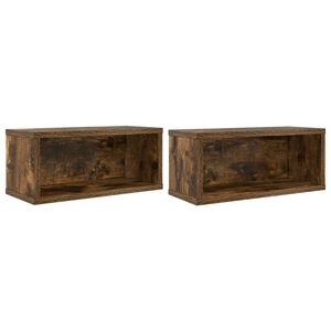 vidaXL CD Storage Rack 2 pcs Smoked Oak 40 x 17 x 17 cm