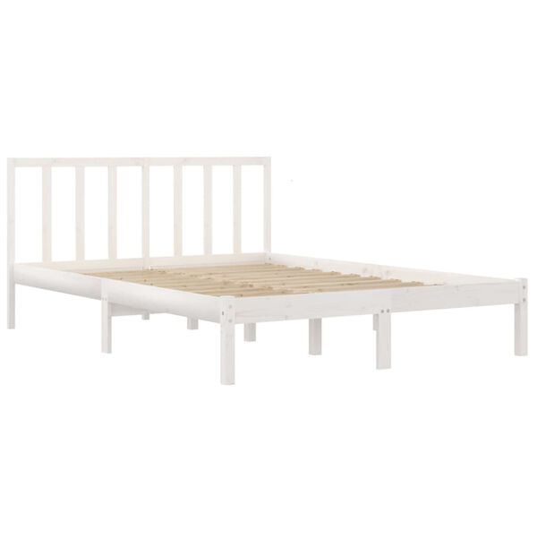 vidaXL Bed Frame without Mattress White Solid Wood Pine 140x200 cm