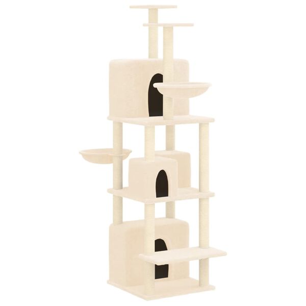 vidaXL Cat Tree with Sisal Scratching Posts Cream 180 cm