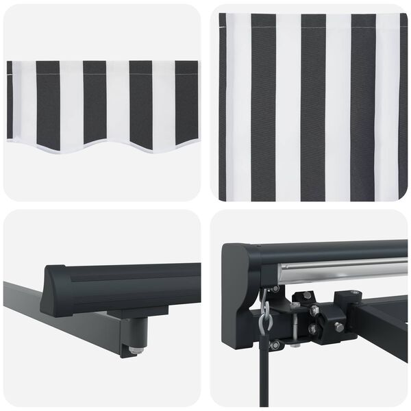 vidaXL Retractable Awning Manual Anthracite and White 400 x 300 cm