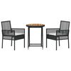 vidaXL Garden Bistro Set 3 pcs Black Poly rattan