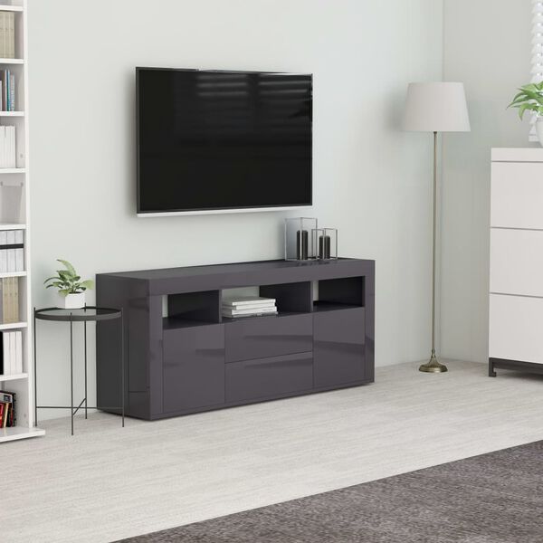 vidaXL TV Cabinet High Gloss Grey 120x30x50 cm Engineered Wood