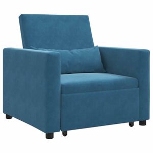 vidaXL Pull out Sofa Bed Single Blue 90 x 165 x 87 cm Velvet