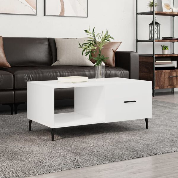 vidaXL Coffee Table High Gloss White 90x50x40 cm Engineered Wood
