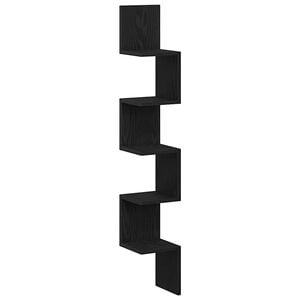 vidaXL Corner Shelf Wall-Mounted Black Oak 20 x 20 x 127.5 cm