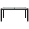 vidaXL Garden Table 150x90x75 cm Tempered Glass and Poly Rattan Black