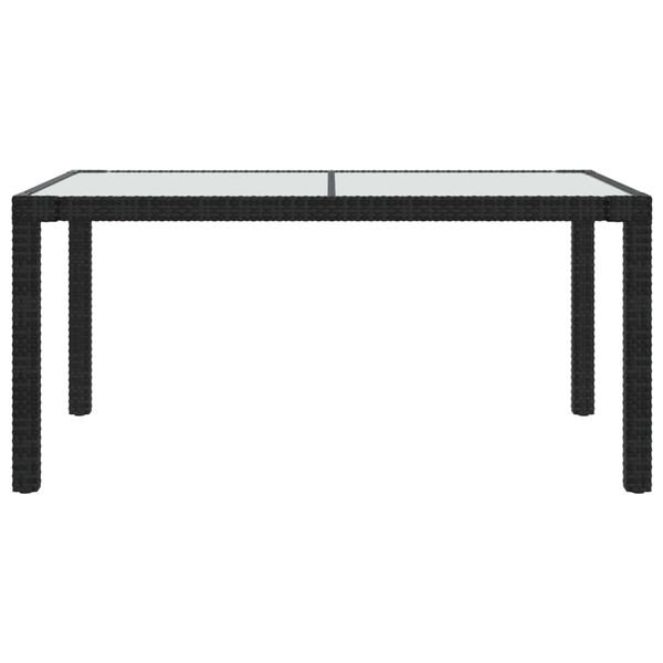 vidaXL Garden Table 150x90x75 cm Tempered Glass and Poly Rattan Black