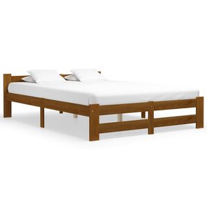 vidaXL Bed Frame | Honey Brown | Solid pine wood, plywood | Double