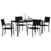 vidaXL Garden Dining Set with Cushion 5 pcs Black Poly Rattan