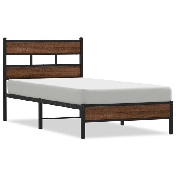 vidaXL Bed Frame without Mattress Brown Oak 90x190 cm Single Engineered Wood