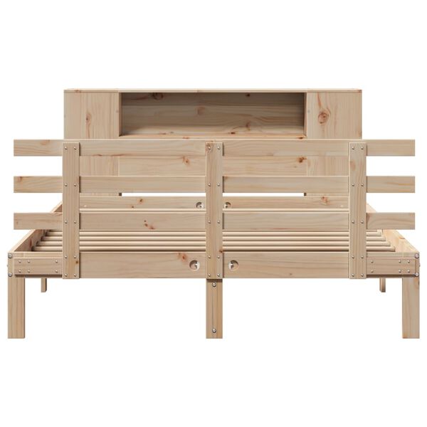 vidaXL Bookcase Bed without Mattress 135x190 cm Double Solid Wood Pine