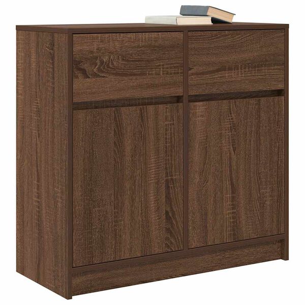 vidaXL Sideboard with Drawer Brown Oak 80x34x76 cm Engineered Wood