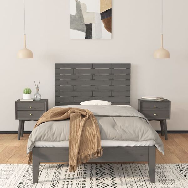 vidaXL Wall Headboard Grey 81x3x63 cm Solid Wood Pine
