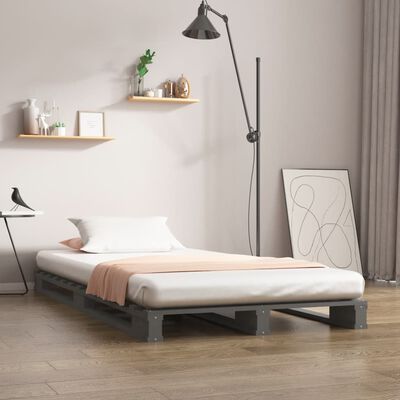 vidaXL Pallet Bed Grey 75x190 cm Small Single Solid Wood Pine
