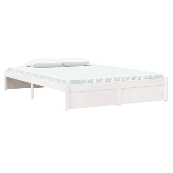vidaXL Bed Frame without Mattress White Solid Wood 135x190 cm Double Double