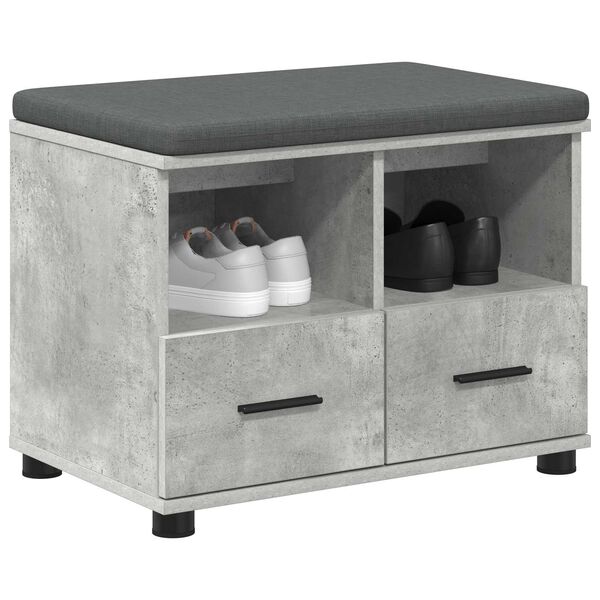 vidaXL Hall Bench with Cushion Concrete Grey 60 x 38 x 46 cm