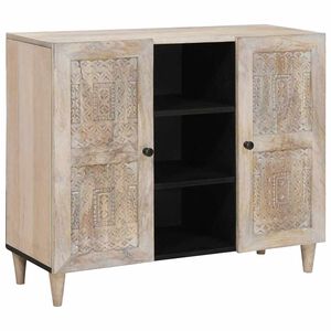 vidaXL Sideboard Bleached White 90 x 33 x 75 cm Solid Mango Wood