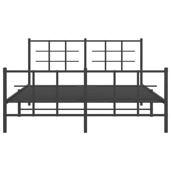 vidaXL Metal Bed Frame without Mattress with Footboard Black 150x200cm